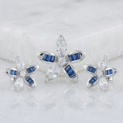 Blue Crystal Floral Studs