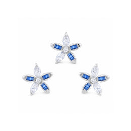 Blue Crystal Floral Studs