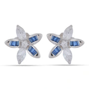 Blue Crystal Floral Studs