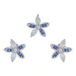 Blue Crystal Floral Studs