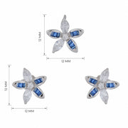 Blue Crystal Floral Studs