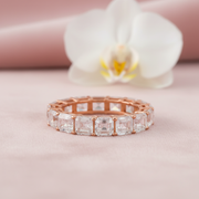 Asscher Cut Pavé Eternity Ring - Rose Gold 925 Silver
