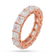 Asscher Cut Pavé Eternity Ring - Rose Gold 925 Silver
