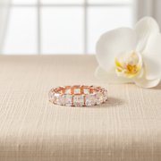 Asscher Cut Pavé Eternity Ring - Rose Gold 925 Silver