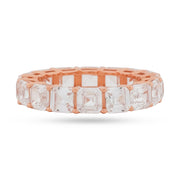 Asscher Cut Pavé Eternity Ring - Rose Gold 925 Silver