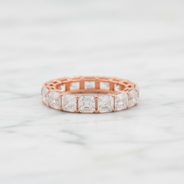 Asscher Cut Pavé Eternity Ring - Rose Gold 925 Silver