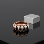 Rose Gold Enamel Bobble Ring - Black & White Stripe Band