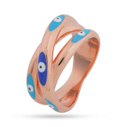 Rose Gold Plated Evil Eye Intertwined 925 Silver Ring