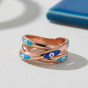 Rose Gold Plated Evil Eye Intertwined 925 Silver Ring