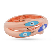 Rose Gold Plated Evil Eye Intertwined 925 Silver Ring