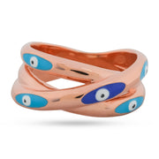 Rose Gold Plated Evil Eye Intertwined 925 Silver Ring