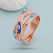 Rose Gold Plated Evil Eye Intertwined 925 Silver Ring