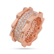 Pave Radiance Sterling Silver Wide Band Ring (Rose Gold)