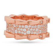 Pave Radiance Sterling Silver Wide Band Ring (Rose Gold)
