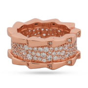 Pave Radiance Sterling Silver Wide Band Ring (Rose Gold)