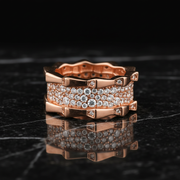 Pave Radiance Sterling Silver Wide Band Ring (Rose Gold)