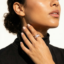 Pave Radiance Sterling Silver Wide Band Ring (Rose Gold)