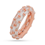 Rose Gold Baguette Zirconia Sterling Silver Eternity Ring