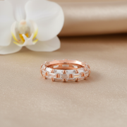 Rose Gold Baguette Zirconia Sterling Silver Eternity Ring