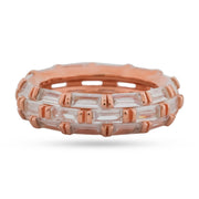 Rose Gold Baguette Zirconia Sterling Silver Eternity Ring