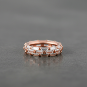 Rose Gold Baguette Zirconia Sterling Silver Eternity Ring