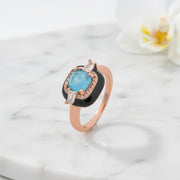 Blue Crystal Halo Ring