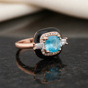 Blue Crystal Halo Ring