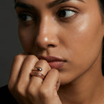 Rose gold open mesh wrap ring with polished modern design for women
