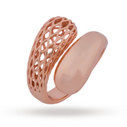 Rose Gold Mesh & Dome Bypass Ring - 925 Sterling Silver