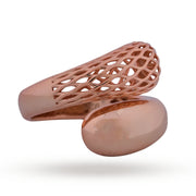 Rose Gold Mesh & Dome Bypass Ring - 925 Sterling Silver