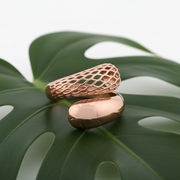 Rose Gold Mesh & Dome Bypass Ring - 925 Sterling Silver