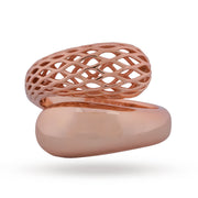 Rose Gold Mesh & Dome Bypass Ring - 925 Sterling Silver