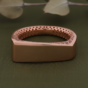 Rose Gold Vermeil Geometric Signet Ring - 925 Silver