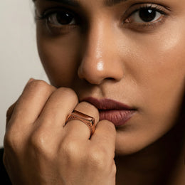 Rose Gold Vermeil Geometric Signet Ring - 925 Silver