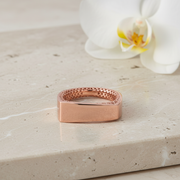 Rose Gold Vermeil Geometric Signet Ring - 925 Silver