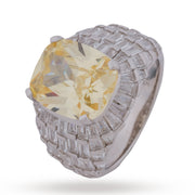 Champagne Cushion Cut & Baguette Cocktail Ring - 925