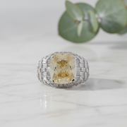 Champagne Cushion Cut & Baguette Cocktail Ring - 925