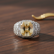 Champagne Cushion Cut & Baguette Cocktail Ring - 925