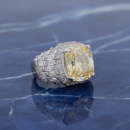 Champagne Cushion Cut & Baguette Cocktail Ring - 925