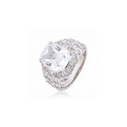 Radiant Cushion Crystal Ring