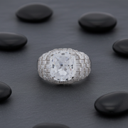 White Cushion Cut & Baguette Cocktail Ring - 925 Silver