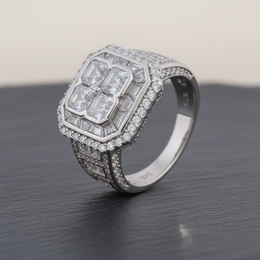 Regal Silver Cluster Ring - 925 Sterling Statement Jewellery