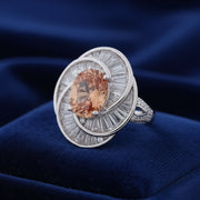 Champagne Halo Crystal Ring