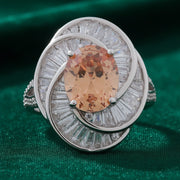 Champagne Halo Crystal Ring