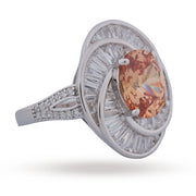 Champagne Halo Crystal Ring