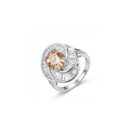 Champagne Halo Crystal Ring