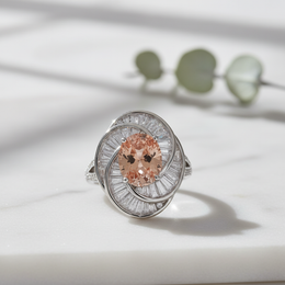 Aurora Peach Sterling Silver Statement Ring