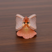 Rose Gold Peach Crystal Ring