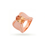 Rose Gold Peach Crystal Ring