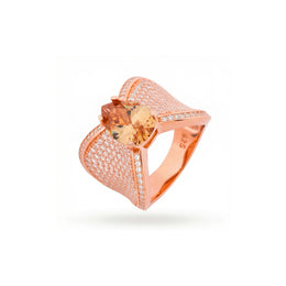 Rose Gold Peach Crystal Ring